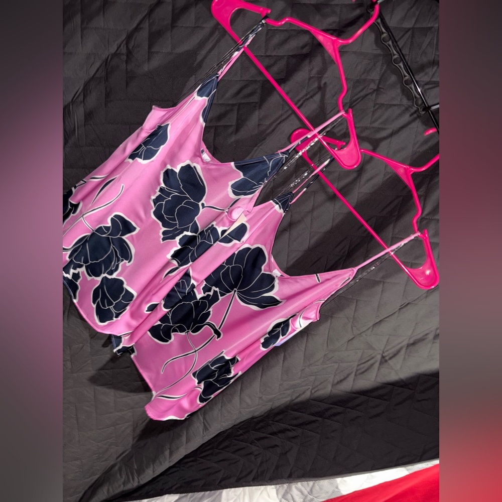 Stars Above 2x’s Pink and Navy Blue Floral Top Tote #5